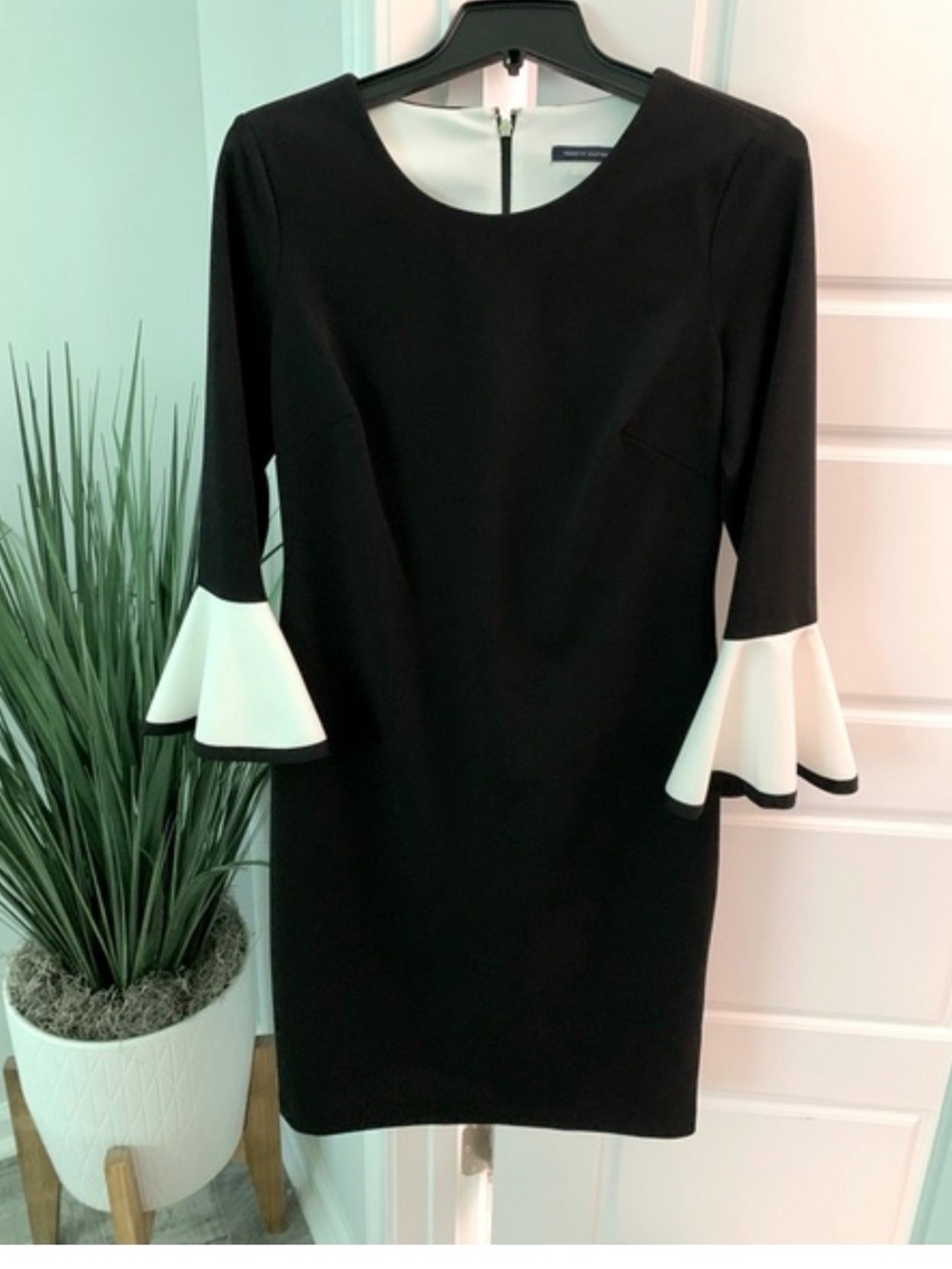 0050 Tommy Hilfiger Black Dress with White Bell Sleeves